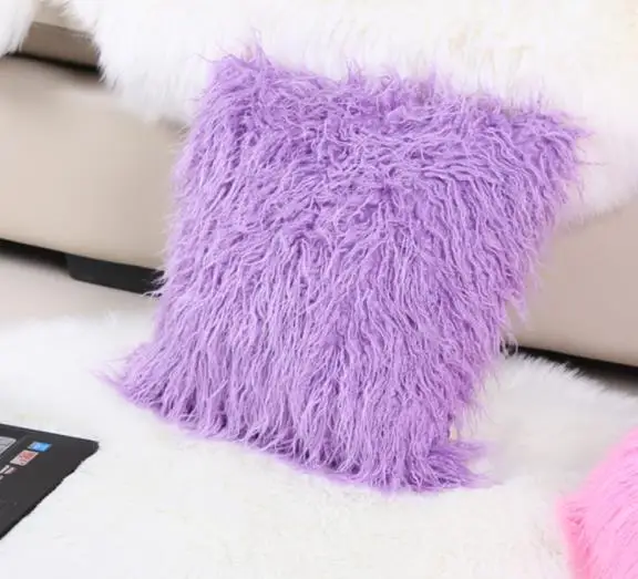purple 9 цветов толстый длинный плюш сплошной цвет мягкий чехол мягкий мех теплая декоративная меховая подушка чехлы для диванных подушек домашний декор - Цвет: purple