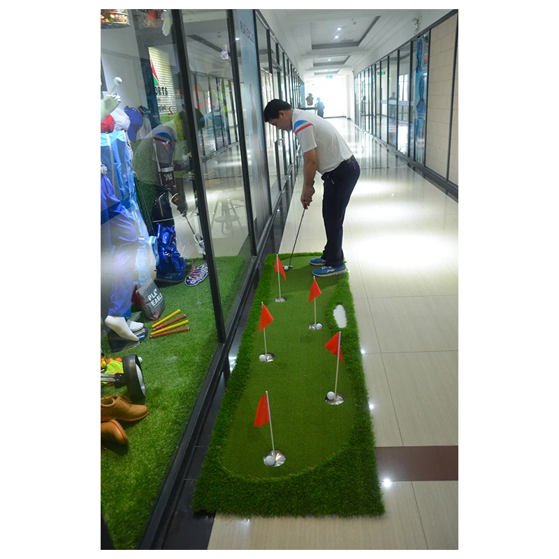 Satılık FUNGREEN 5 Delik Kapalı Golf Vuruş Yeşil 75x300 Cm Kapalı Açık Eğitim Atıcı Mat Uygulama Koyarak Yeşil Ev Kullanımı