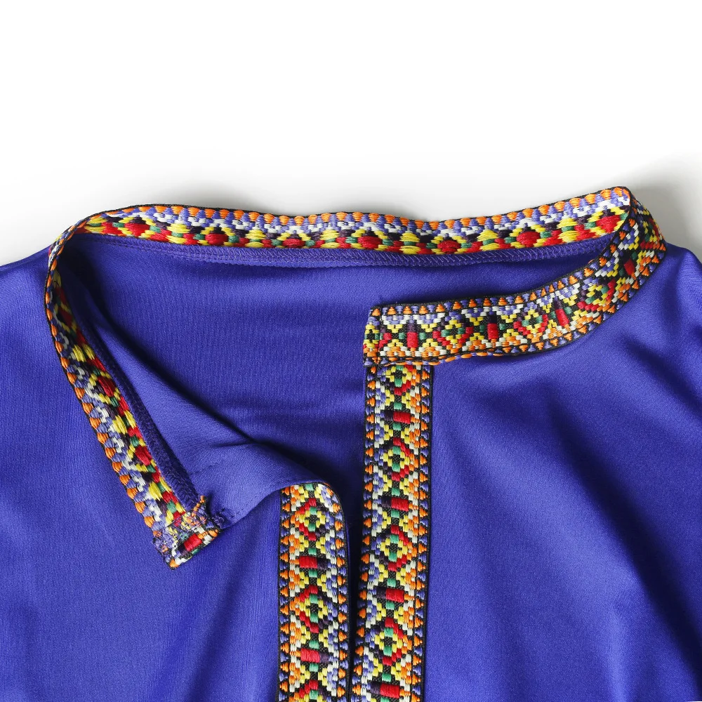 

Wepbel Woven Color Muslim Abaya Strip African Islamic Clothing Dress Women Stand Collar Straight Loose Kaftan Robe Dress
