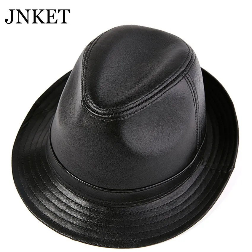 

JNKET New Autumn Winter Men Sheepskin Jazz Hat Fedoras Hat Gangster Cap Retro Panama Hat Outdoor Sports Sunhat Top Hats