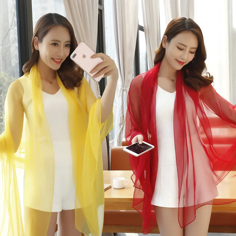 Large Size Solid Color Spring Summer Autumn and Winter Sunscreen Beach Scarf Women Korean Version of Clear Joker Shawl | Аксессуары для