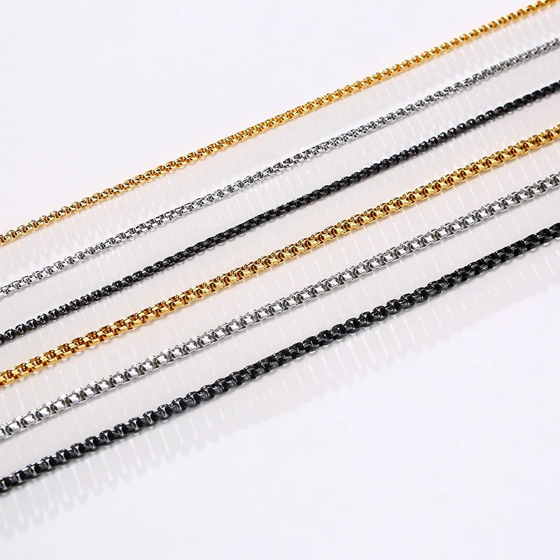 

Simple Basic 2-7mm Wide Square Rolo Round Box Chain Necklaces for Women Men,Stainless Steel Collar Jewelry, 45/50/55/60/66/70cm