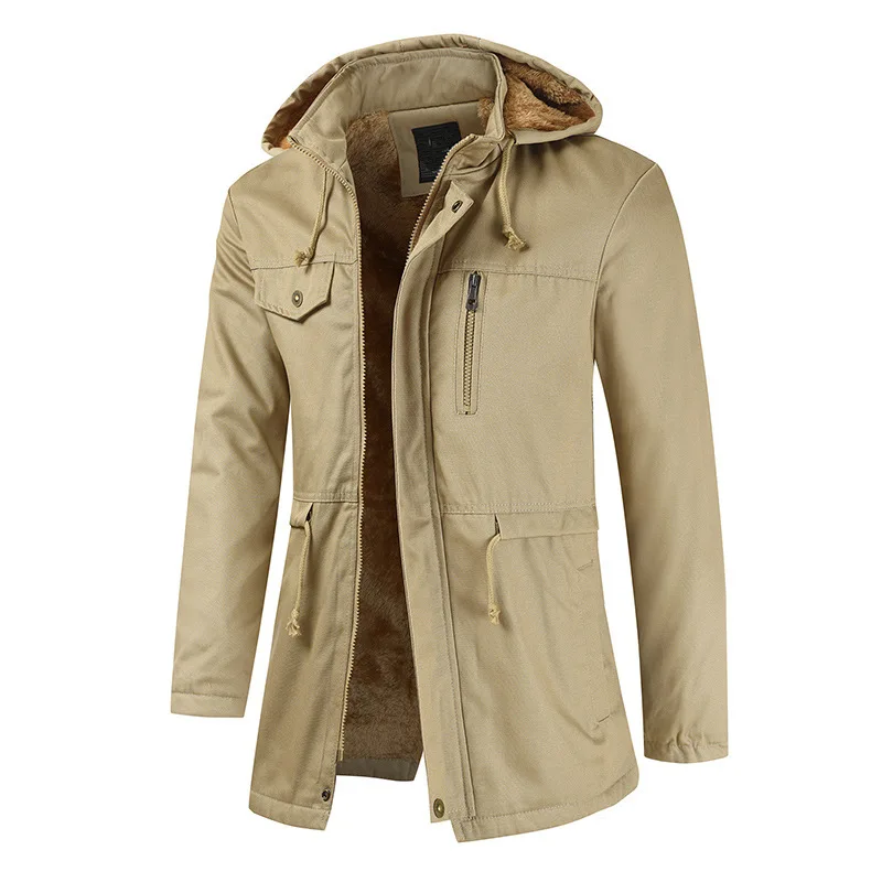 Parkas Winter Jackets Coats Fashion Slim Men's Overcoat Thick Mid-long Hats Casual Hombre Windbreaker Windproof MOOWNUC | Мужская