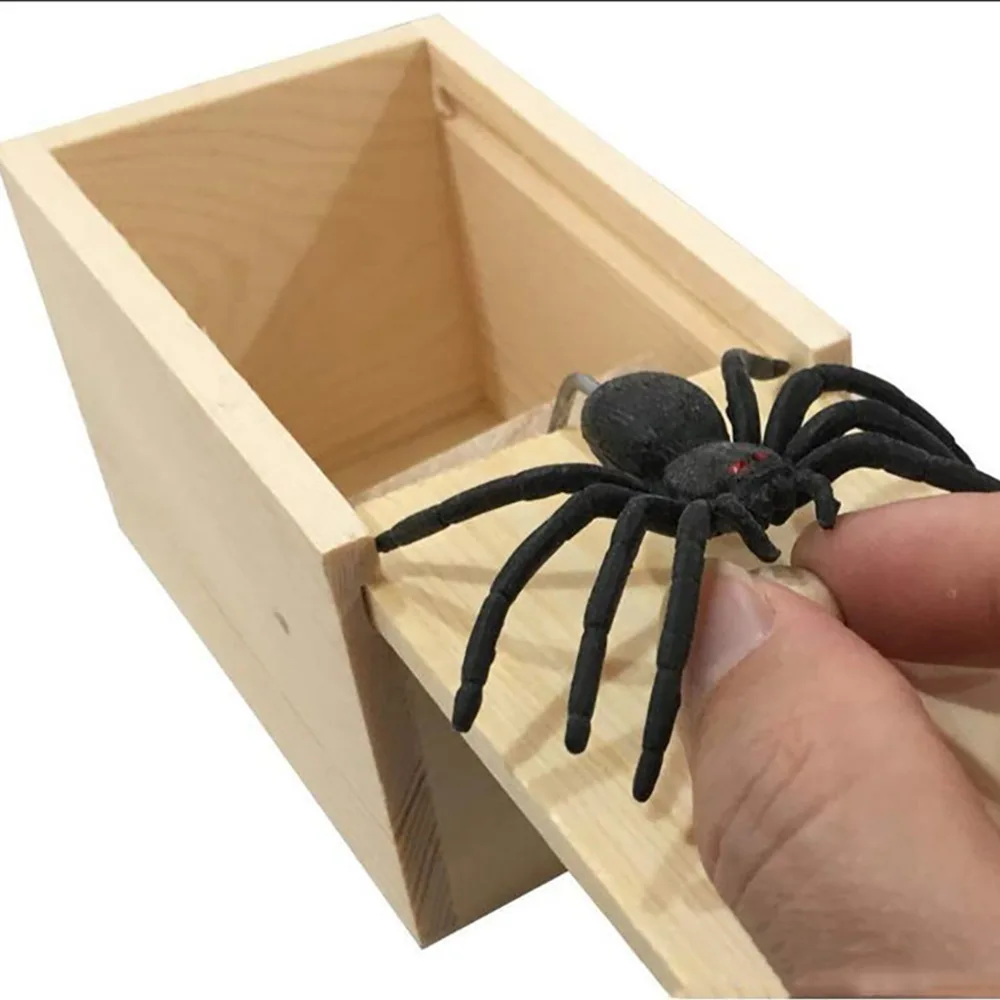 Пугающая деревянная коробка ручной работы с пауком для розыгрыша игрушка