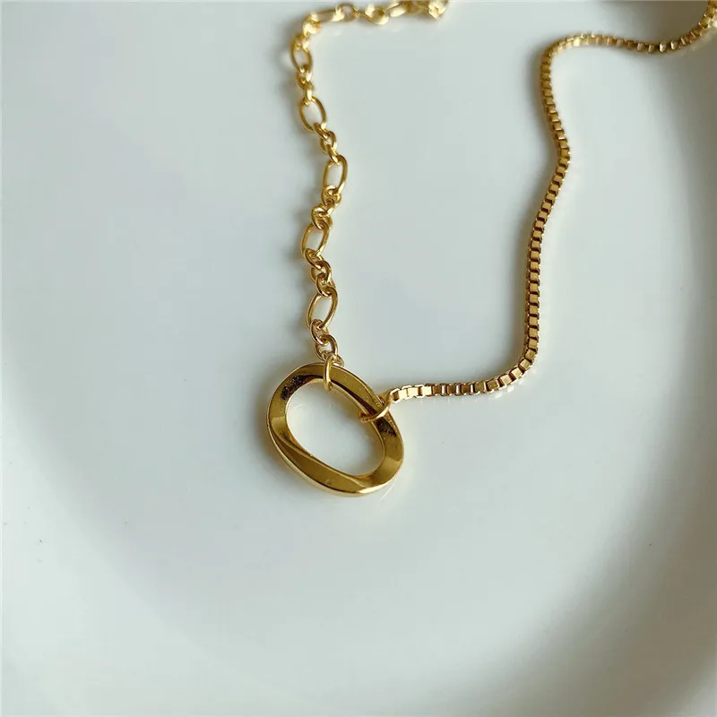 RUIYI Реальное серебро 925 пробы Минималистичная цепочка коробки Niche Chokers Женщины Изысканная простота Золотое серебряное ожерелье Ювелирные изделия.