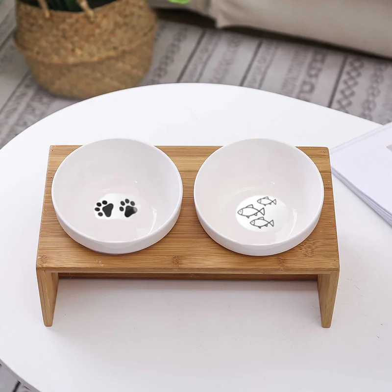 Двойная миска для домашних животных кормушка собак и кошек подъемная