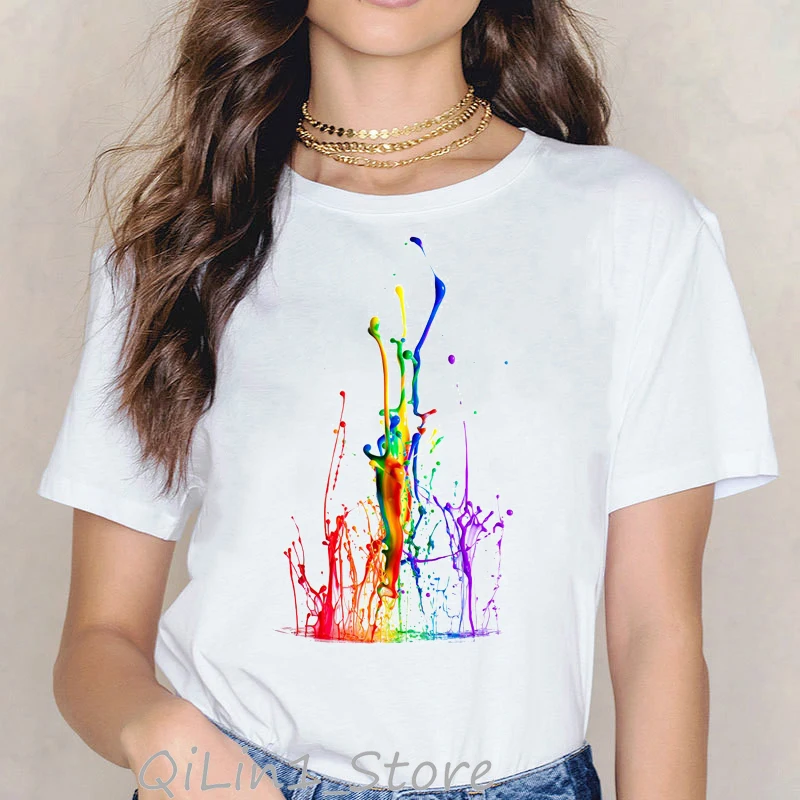 Vogue Rainbow nail polish print tee shirt femme vintage t shirt women clothes summer top female harajuku aesthetic tshirt