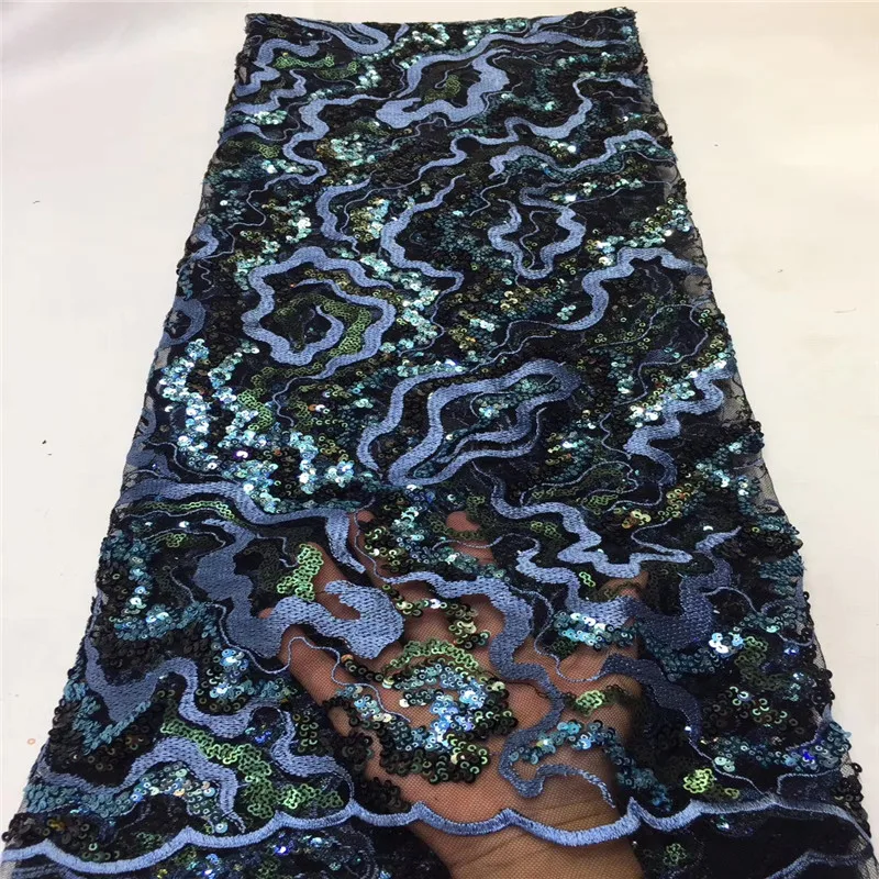 

NaXiu Sequins Lace Fabric African Lace Fabric 2019 High Quality Lace Embroidery Tulle Lace For Nigerian Party Dress 5yards