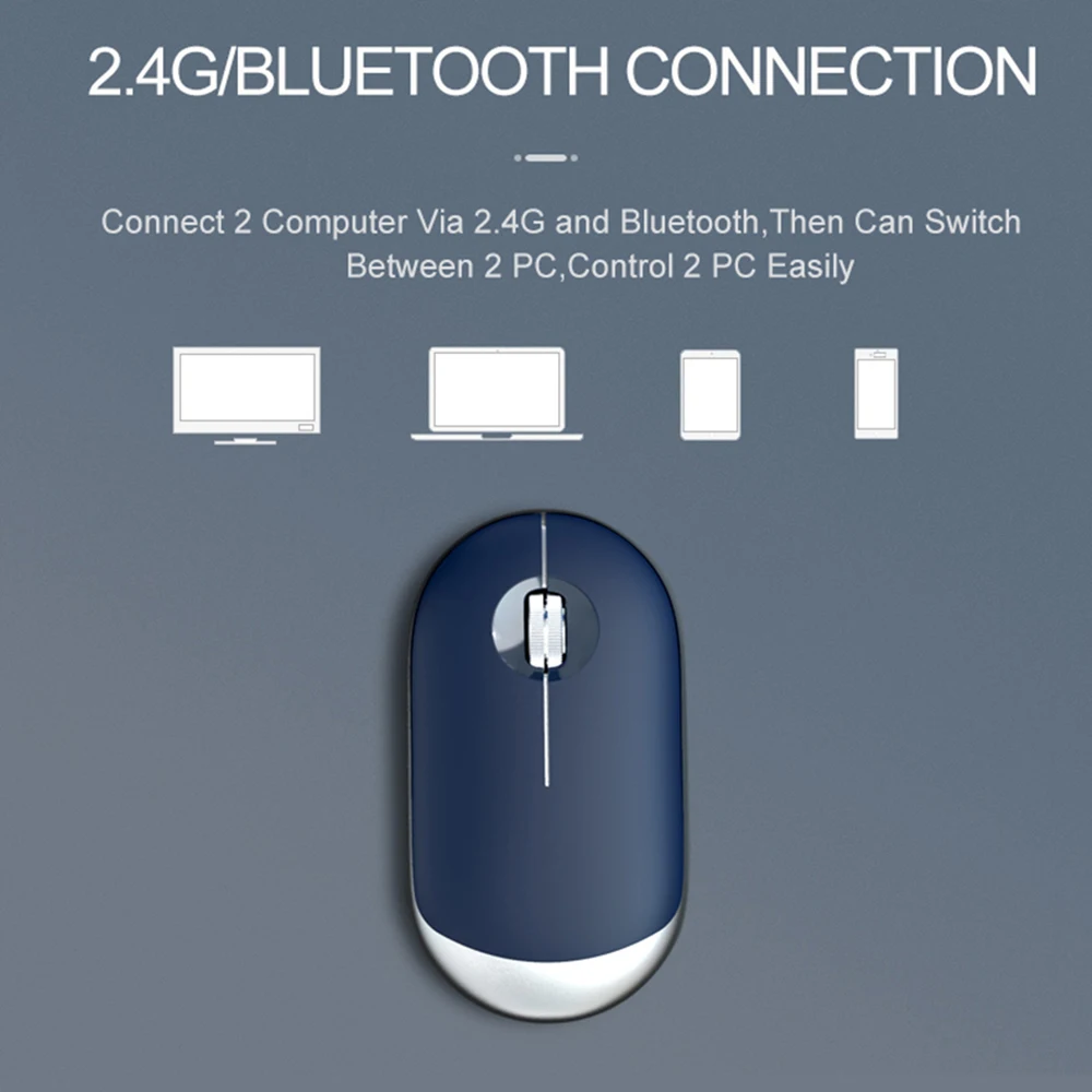 Беспроводная компьютерная оптическая мышь AVATTO Bluetooth + 2 4 ГГц металлическое колесо