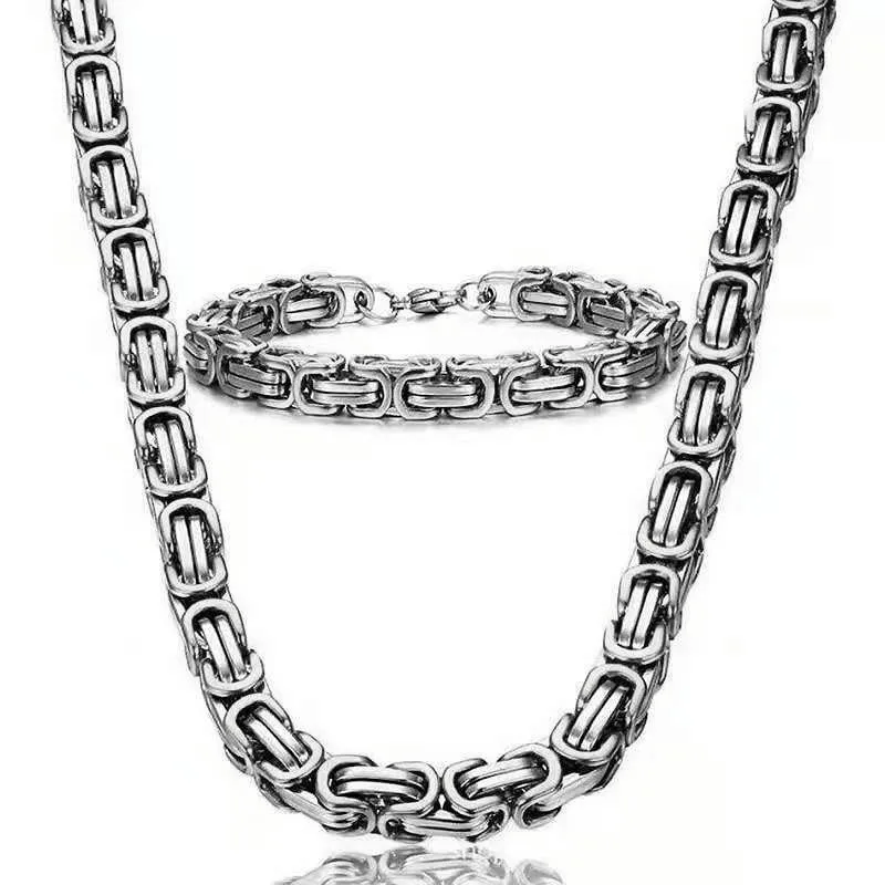 

Necklace Bracelet for Men HipHop Rapper Fashion Club Jewelry Stainless Steel 8mm Imperial Link Chains Necklaces for Men Chokers