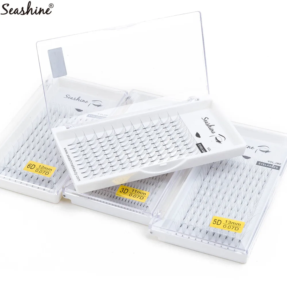 Готовые объемные ресницы Seashine 3D 4D 5D 6D готовые с коротким стержнем накладные