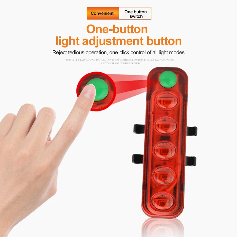 Sepeda Lampu Sepeda Belakang Outdoor Yang Berkuda USB Pengisian 5led Sorot Keselamatan Tahan Air Warning Light Aksesoris Berkuda