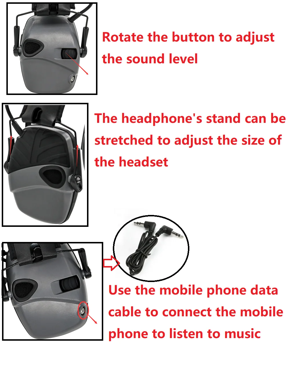 Уличные спортивные наушники с шумоподавлением защитные Тактические электронные