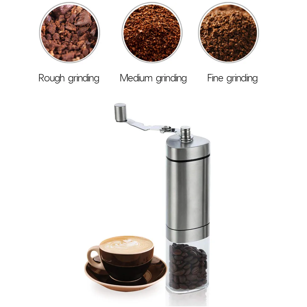 Portable Coffee Grinder Stainless Steel Adjustable Handheld Cocoa Bean Conical Burr Mill Manual | Дом и сад