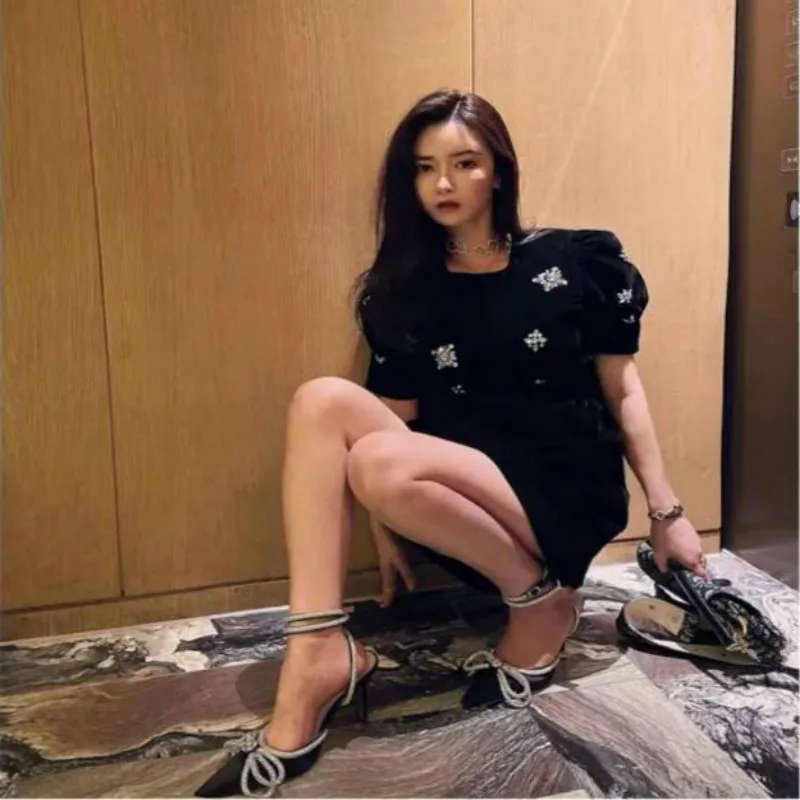 Босоножки женские из ПУ кожи заостренный носок прозрачная Хрустальная чашка