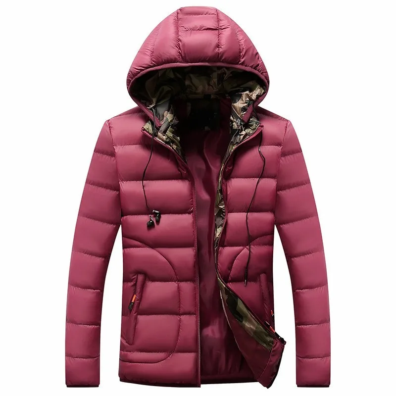 

Mens Warm Parka Jacket 2021 Winter Coat Male Solid Striped Hooded Outwear Overcoat Zipper Slim Fit Casual Windbreaker Jackets