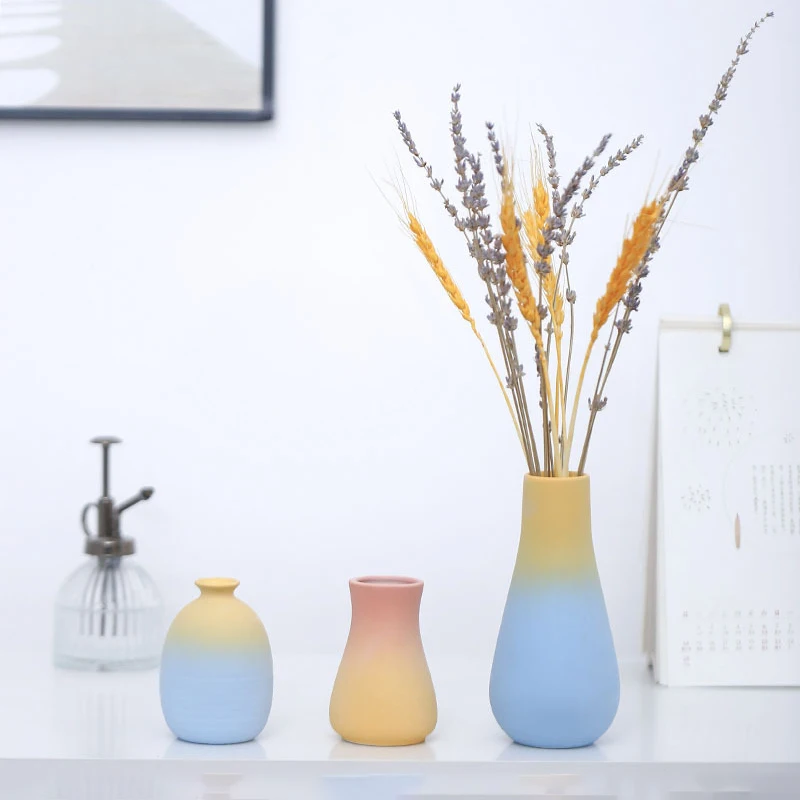 

Nordic Morandi Gradient Matte Ceramic Vase Modern Hydroponic Flower Arrangement Vase Fresh Girl Creative Ornaments Home Decor