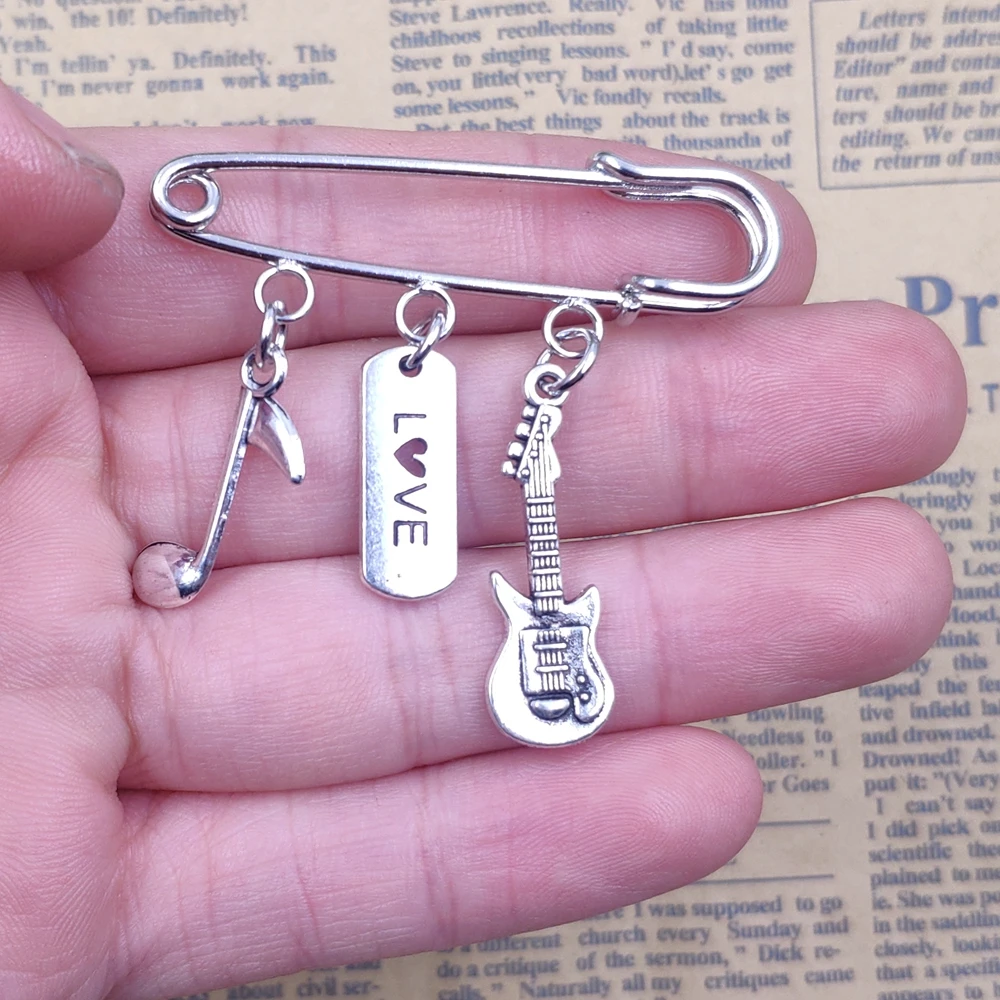 8 формы в стиле ретро с серебряным покрытием музыкальный символов серии гитары