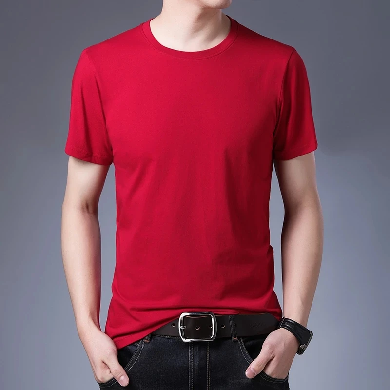 

2021 new summer men's T-shirt solid color short-sleeved casual fashion