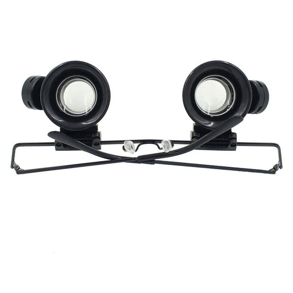 FGHGF 20X Double LED Eye Repair Magnifier Glasses Mini Magnifying Loupe Lens With Light Watch Measurement Microscope Tools |