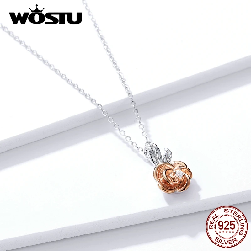 Женское ожерелье из серебра 925 пробы с розами ювелирные изделия CTN155 | Украшения и