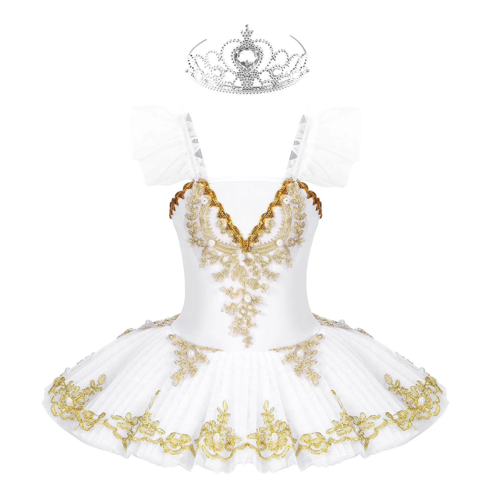 

Kids Girls Professional Ballet Tutu Dress White Swan Lake Ballerina Costumes Party Dance Stage Performance Lyrical Dance Dress
