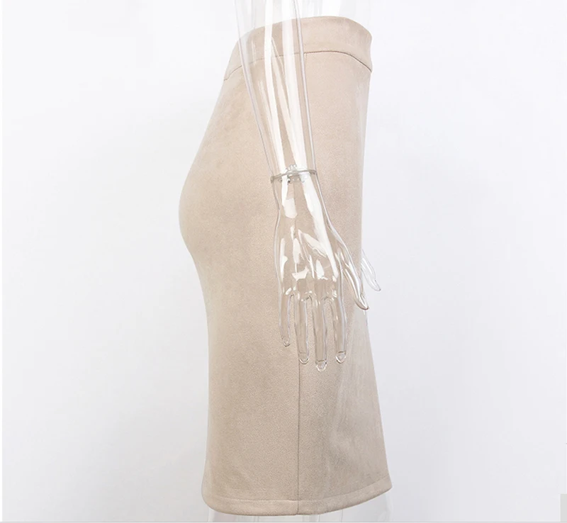 

Women Midi Pencil Skirt Suede Split ElegantBodycon Skirt Elastic High Waist Office Lady Bodycon Skirts Saias Lady Bottoms