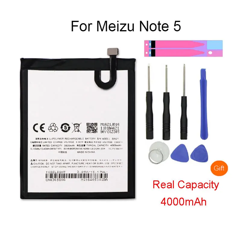 4000 мАч BA621 для Meizu Note 5 аккумулятор смартфона Meilan M5 инструменты|Аккумуляторы