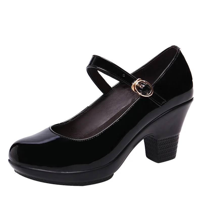 

Big Size 32-43 Medium Block Heel Platform Shoes Women Wedding Shoes Red White 2022 Fall Mary Jane Shoes Ladies Pumps Leather