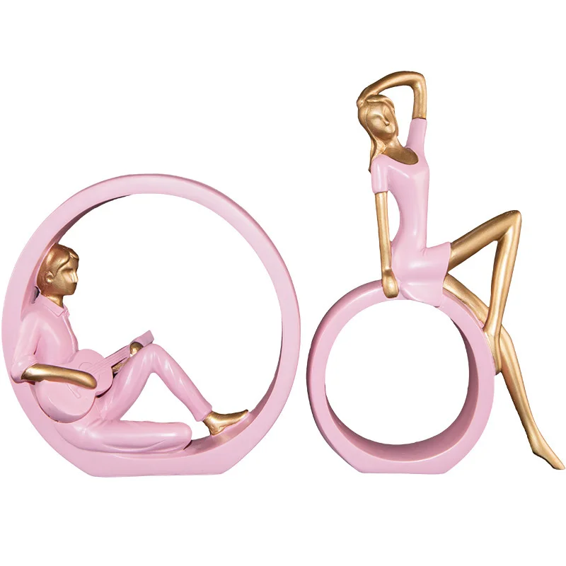 

Nordic 2pcs Sets Couple's Sculpture Guitar Boy & Girl Figurines Desktop Decor Ornament Home Decoration Accessories Wedding Gift