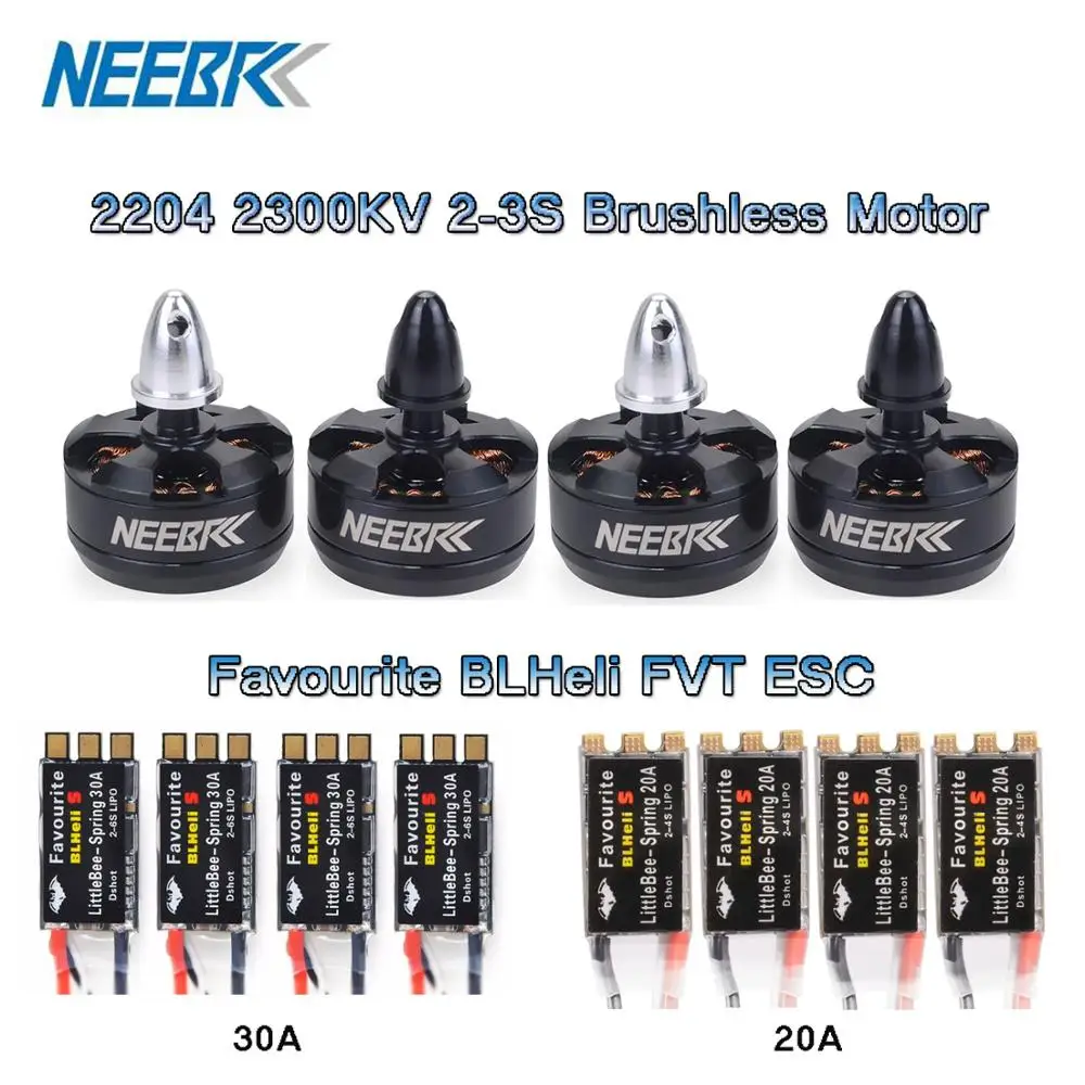 

NEEBRC MT2204 2204 2300KV Brushless Motor and Favourite LittleBee 20A 30A 2-6S ESC for DIY Mini Multirotor RC Racing Drone