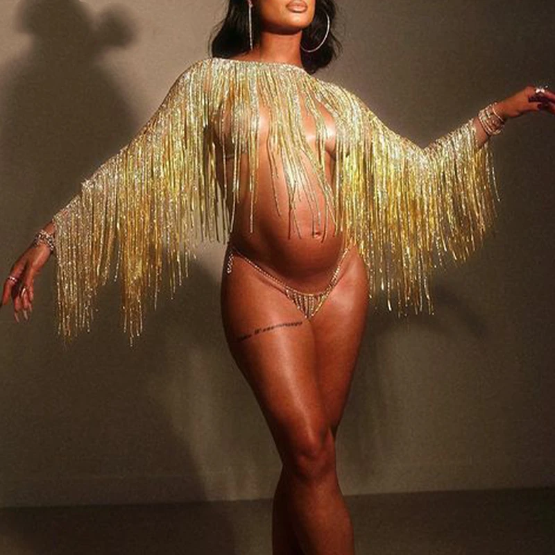Соблазнительное тело бикини длинное нижнее белье с кисточками бюстгальтер