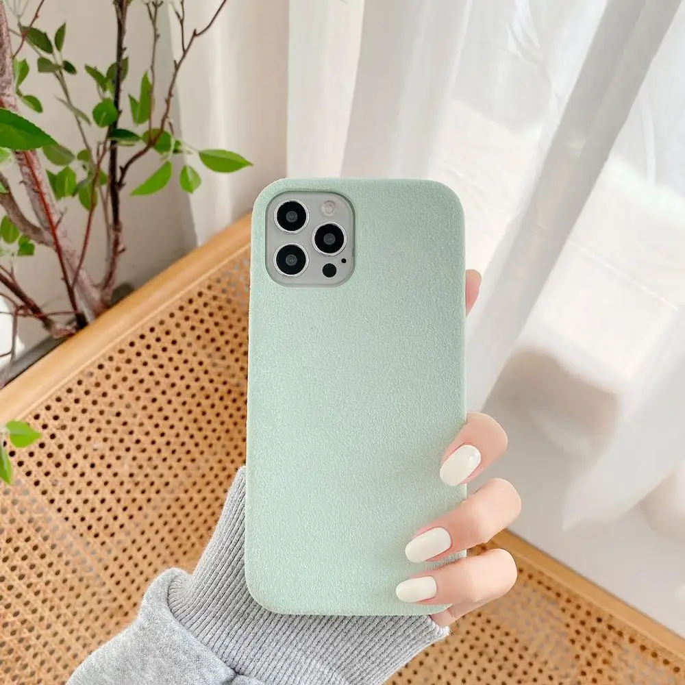 

Anti-knock Case For Apple Iphone12 Mini Fashion Simple Microfiber Velvet Material Bottom Phone Case For Iphone11 Pro Max XR XS