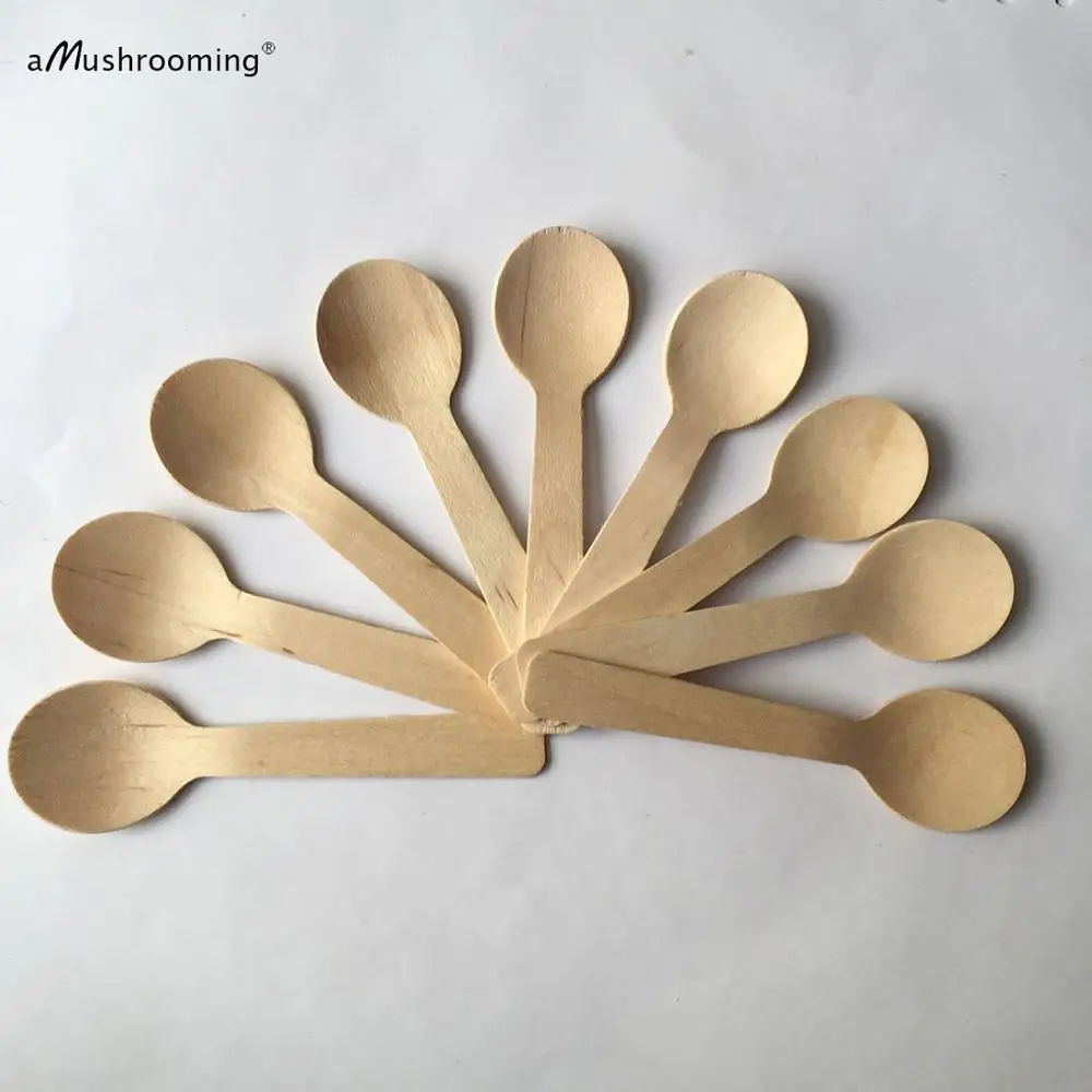 X2000 мини-Ложки одноразовые деревянные для мороженого Ложка круглая ложка Чай