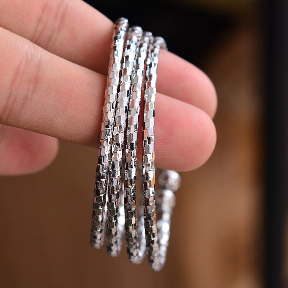 Wando серебристый цвет открыт Thread мозаичный браслет для маленькой девочки ребенка