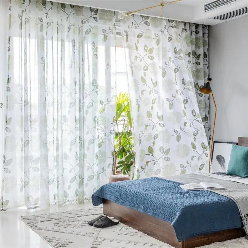 

Thicken Printed Sheer Tulle Curtains for Living Room Bedroom Modern Window Sheer Curtains for Kitchen Window Drapes