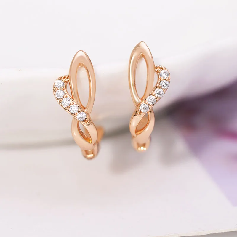 MxGxFam Good Price Flower Petal Zircon Hoop Earrings For Women Fashion Jewelry Gold Color 18 k | Украшения и аксессуары