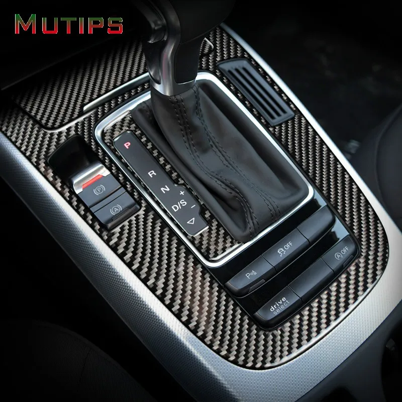

Mutips For Audi A4 B8 A5 Q5 accessories Carbon Fiber Car Center Console Gear Shift Panel Decorative Sticker trim Cover 2009-2017