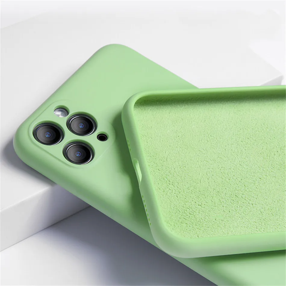Жидкий силиконовый чехол для iPhone 12 11 Pro Max 12Mini Camera защитный телефона оранжевый