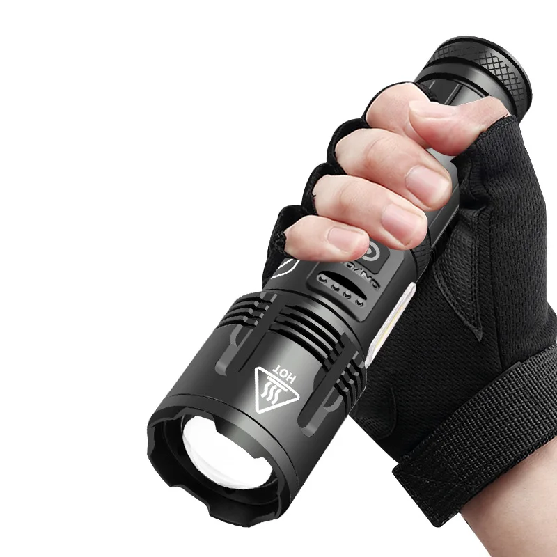 

XHP110+COB strong light flashlight input and output telescopic zoom power display P99 flashlight