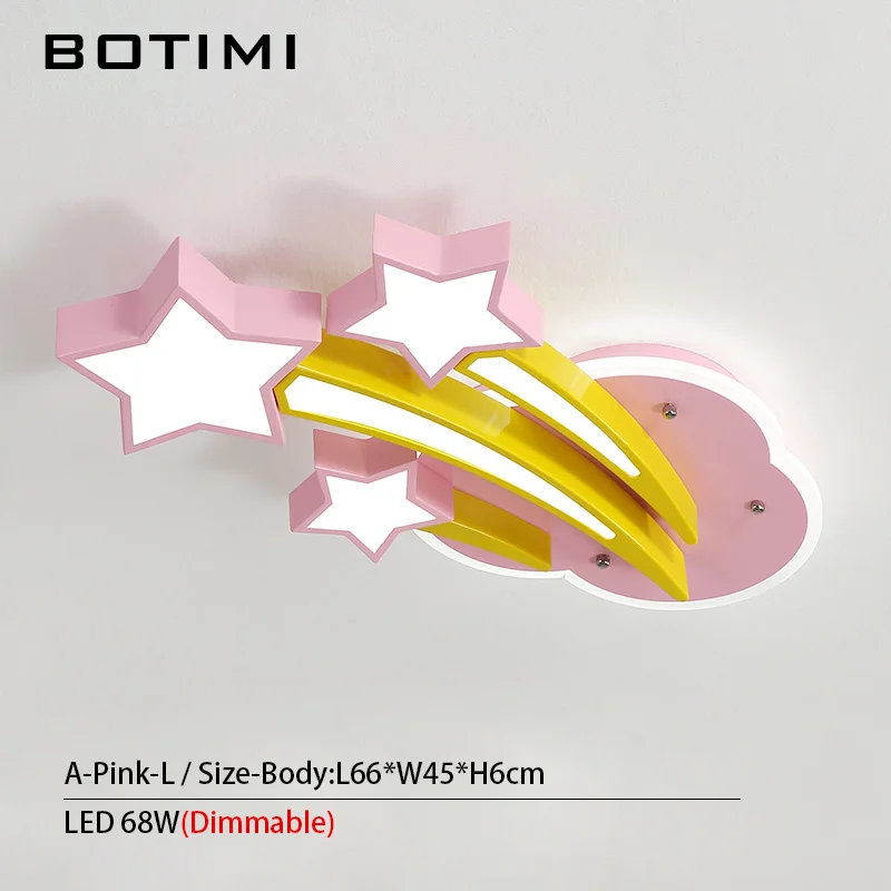 A-Pink-L Dimmable BOTIMI детский потолочный светильник в форме звезд для спальни, мультяшный облачный светильник для мальчиков, милый розовый потолочный светильник для девочек - Цвет корпуса: A-Pink-L Dimmable
