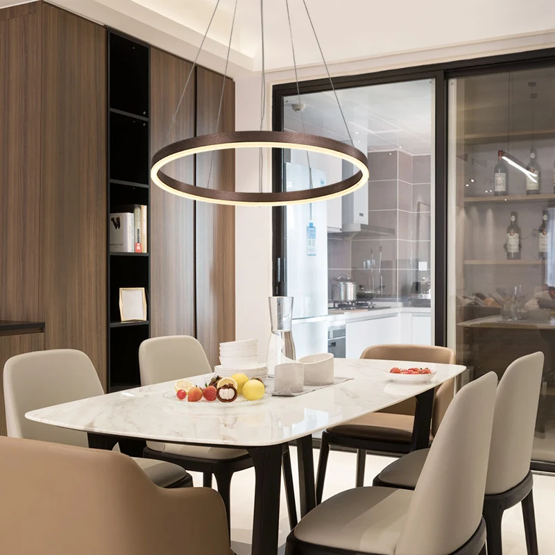 

Modern LED Chandeliers Light For Dining Living Room Rings Luxury Lustre Hours White Black Suspension Lamp With Remote Control