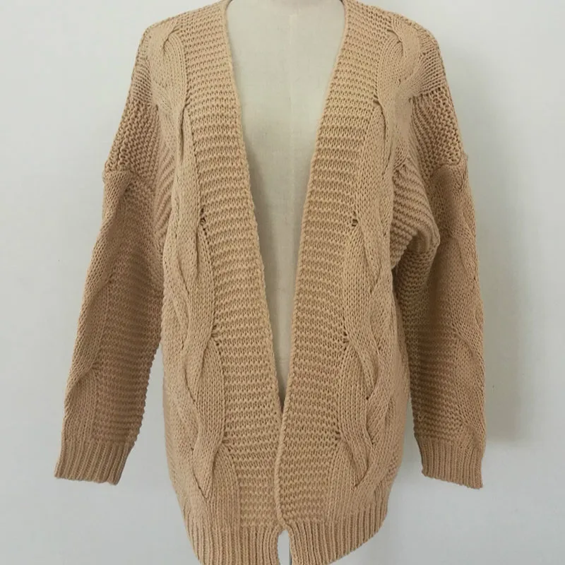 

Women's 2020 Linen Flower Color Cardigan Solid Color Thick Needle Loose and Plus-sized Casual Sweater womens sweaters