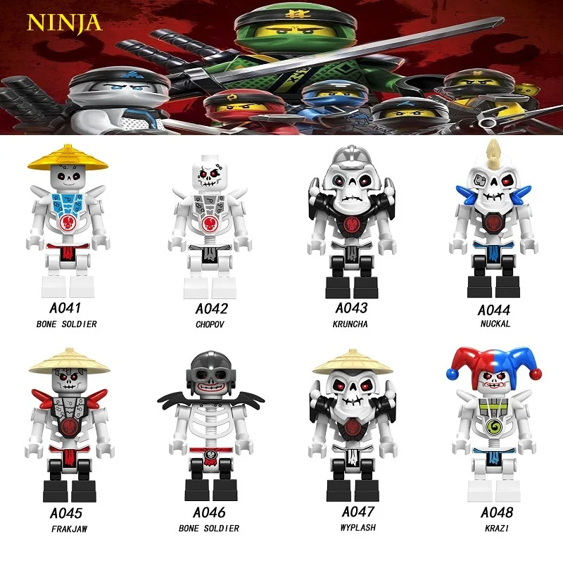 8 шт./компл. Lego Ninjagoing кости солдат Nuckal Frakjaw Krazi строительные блоки фигурки Minifigured