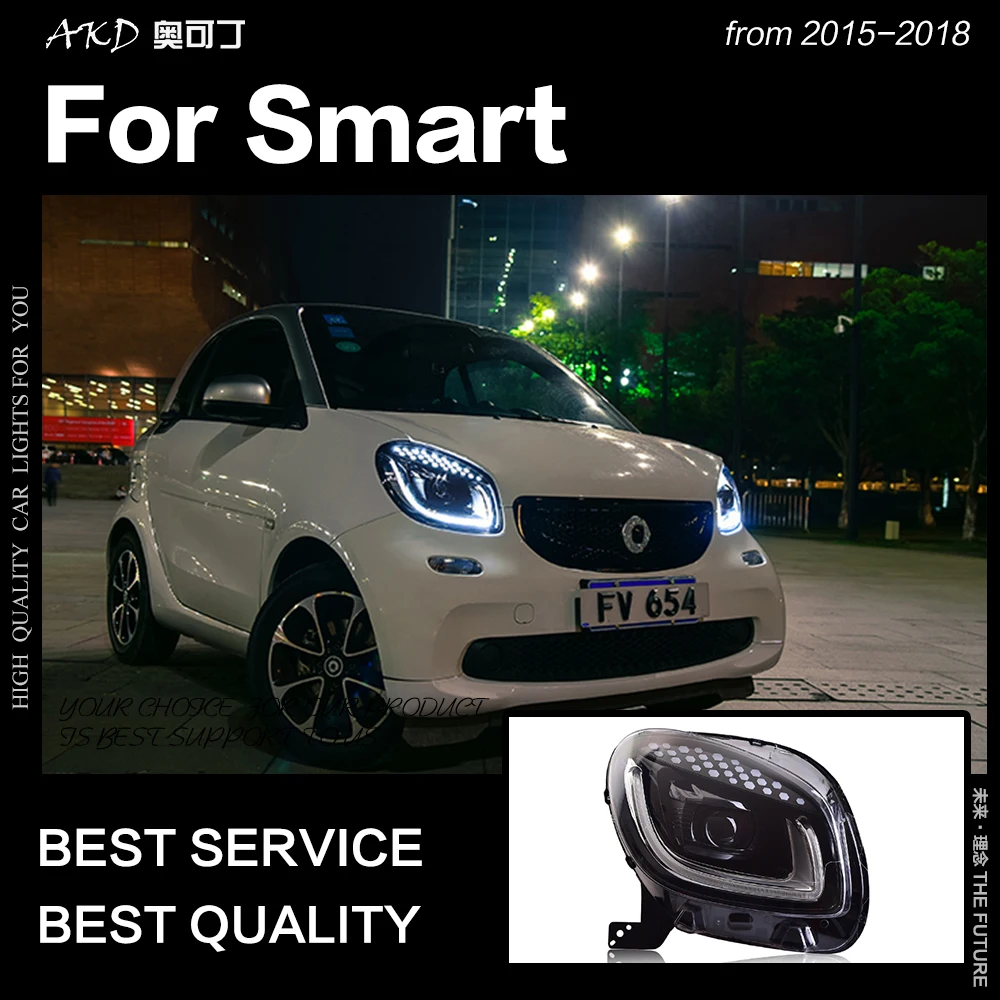 AKD автостайлинг фары для умных фар 2015-2018 Смарт двух светодиодных LED DRL Hid