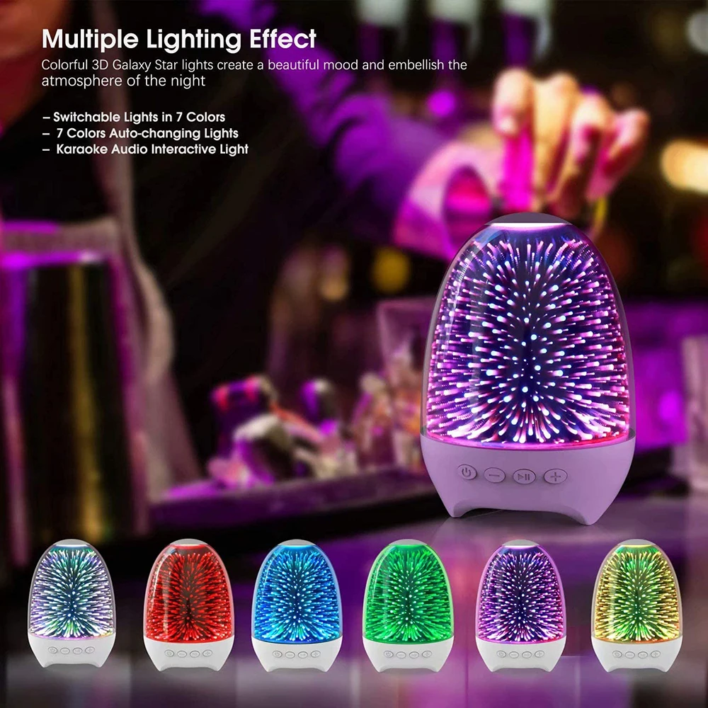Ночной светильник Bluetooth Динамик 3D Стекло прикроватная настольная лампа Цвет