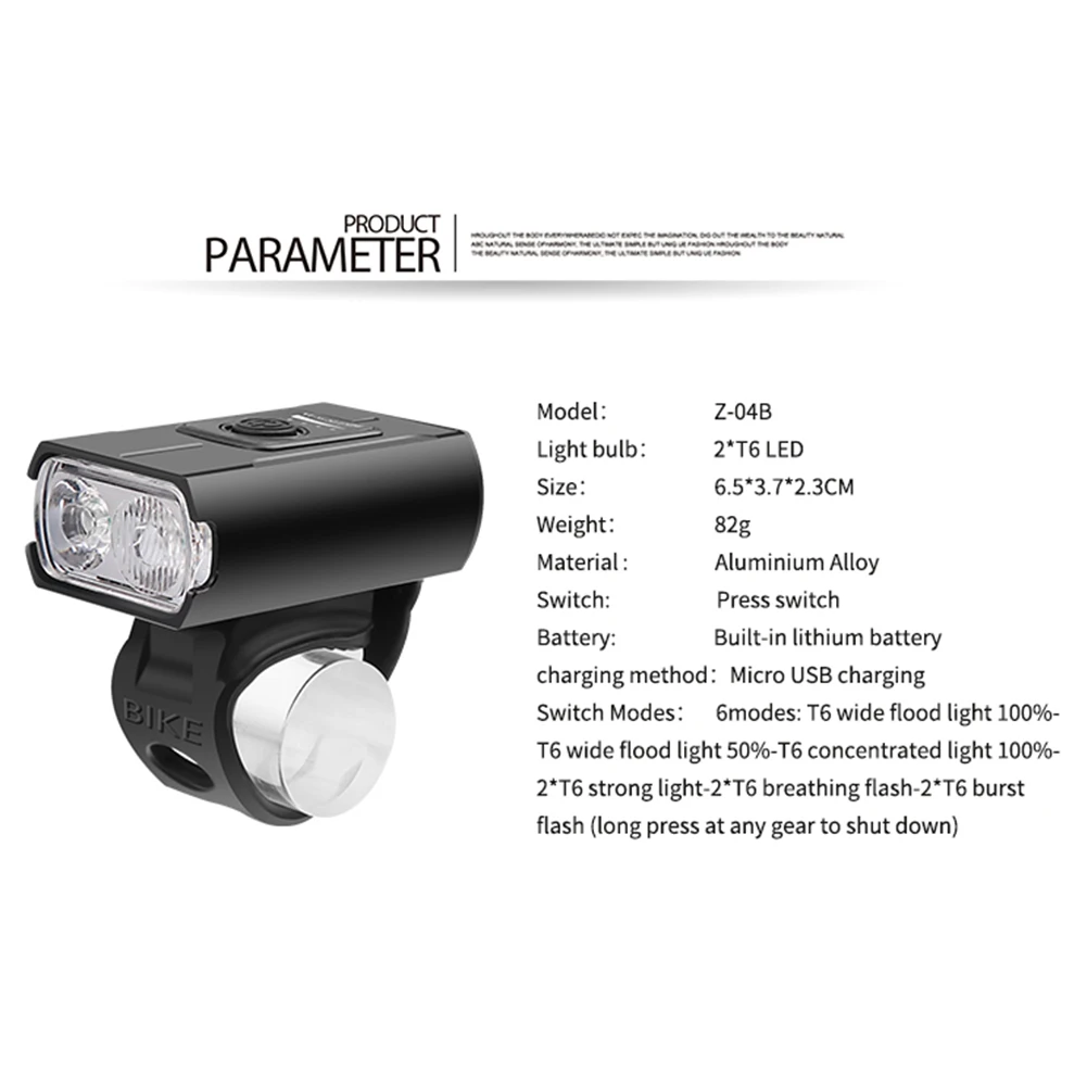 

T6 LED Bicycle Light Mountain Road Bike Front Headlight 10W USB Rechargeable Cycling Night Safety Taillight Cycling Accessories