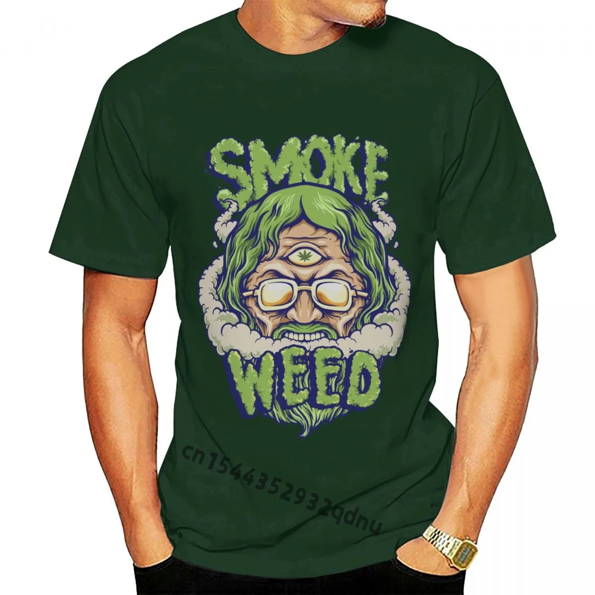 

Forest Green Head Smoke Weed Vintage Mascot T-Shirt S