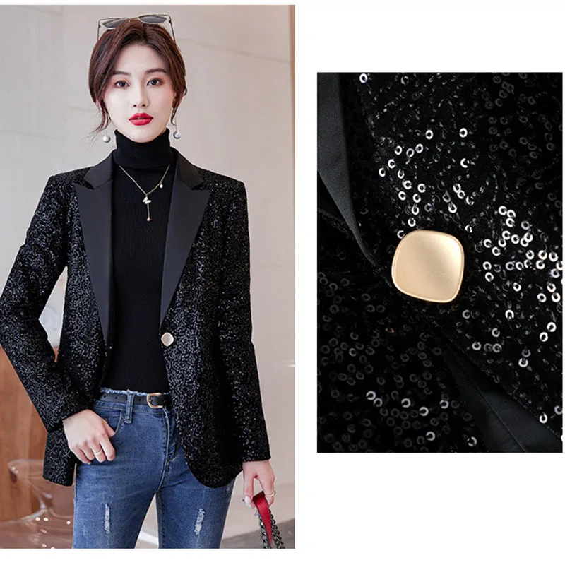Новинка 2022 Женский весенне-осенний костюм высококачественный Блестящий