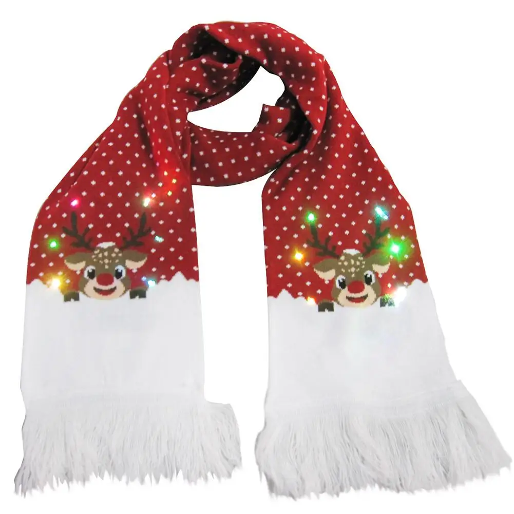 Рождественский светящийся шарф шапка для мужчин и женщин осенний зимний теплый